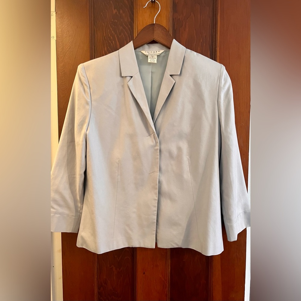 NWOT John Paul Richard Baby Blue 100% Silk Blazer